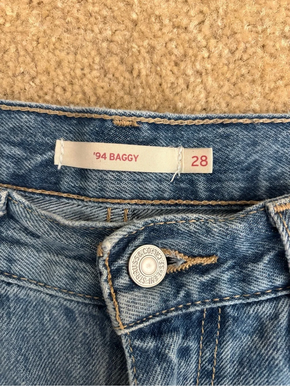 Levi's Distressed 94 Baggy Style Blue Denim Women's Shorts
